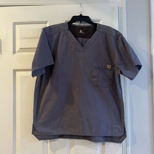 Carhartt Unisex V-Neck Scrub Top Gray Size L Medical Uniform